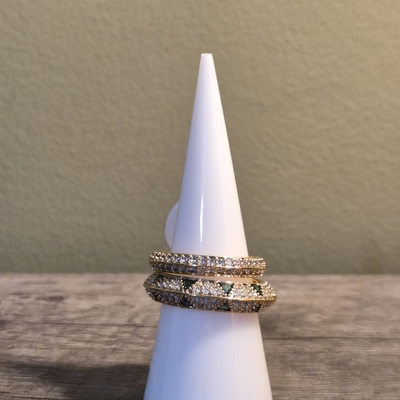 A Royal Touch Gold Plated Ring with Emerald and Diamond Accents - Picture 3 of 3